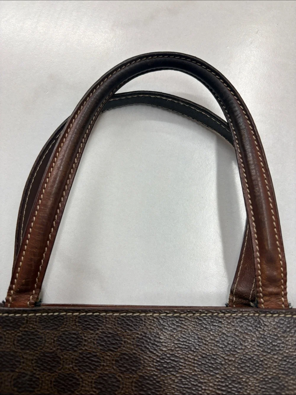 Celine Macadam tote bag Tan and Beige Leather Zip Tote with Silver Hardware - Picture 6 of 12